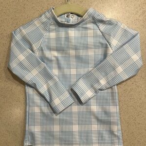 Minnow unisex boys girls rashguard size 1, blue plaid